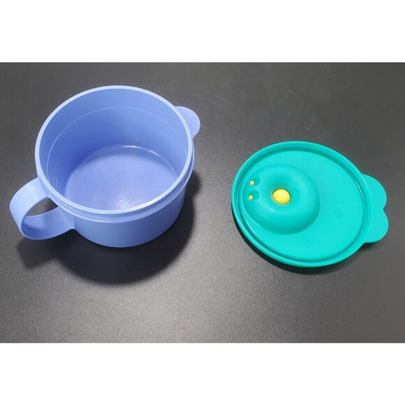 Tupperware 3155 Microwave 16 oz Soup Mug w/Vent Spout Lid 3156 Blue & Turquoise - Picture 5 of 6